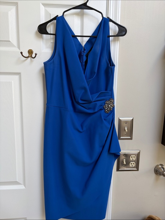Alex Evenings Dresses & Skirts - Alex Evenings Royal Blue Sleeveless Drape Sheath Dress with Jeweled Accent